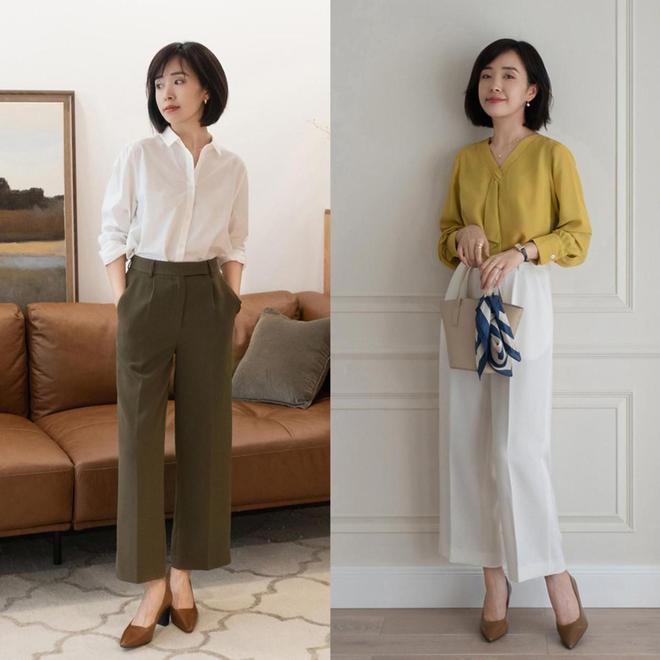 长裤”适合40+女生穿搭时髦又高级AG真人今年春天突然流行起“衬衫+(图3)